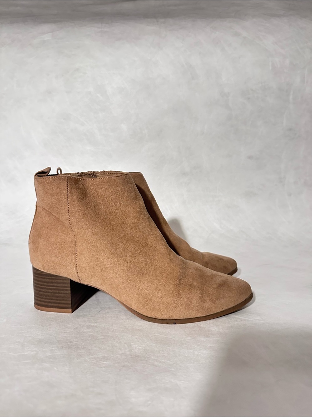 Old Navy Tan Suede Ankle Booties with Block Heel